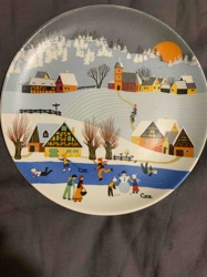 Winter Village Scene Decorative Plate