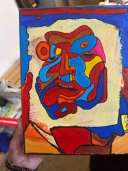 Abstract Cubist-Inspired Portrait Painting