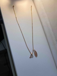Gold Necklace with Initial and Tag Pendants