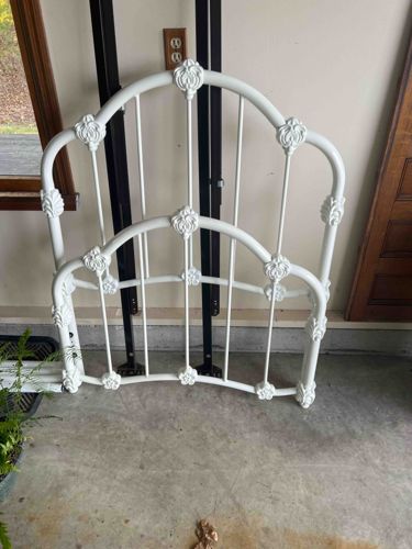 White Painted Wrought Iron Headboard and Footboard Set
