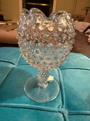 Hobnail Footed Ruffled Glass Centerpiece Bowl