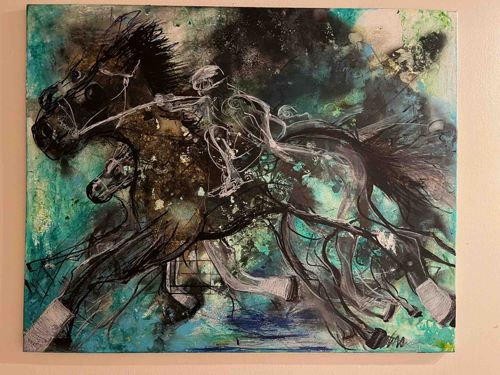 Modern Abstract Equestrian Acrylic Painting