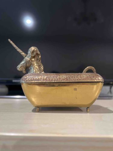 Brass Unicorn Sarcophagus Trinket Box