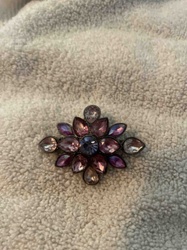Costume Jewelry Brooch with Purple and Pink Faceted Stones