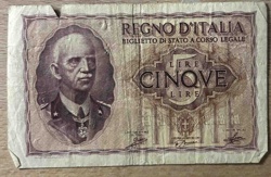 5 Lire Banknote, Kingdom of Italy (Regno d'Italia)