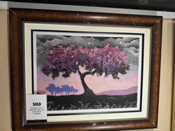 Textured Pink and Purple Tree Landscape Artwork