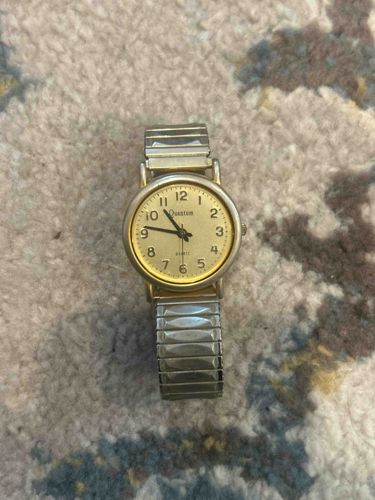 Quantum Gold-Tone Quartz Analog Watch with Expansion Band