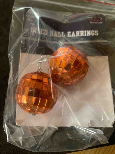 Orange Disco Ball Earrings