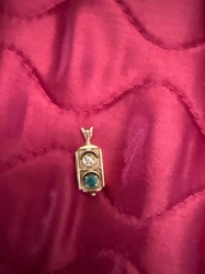 Two-Stone Gold Pendant with Diamond/Colorless Stone and Green Cabochon