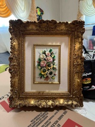 Framed 3D Porcelain Flower Bouquet Artwork