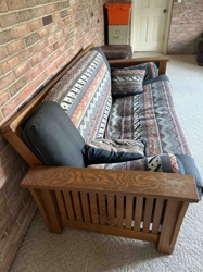 Mission-Style Futon with Patterned Cushions