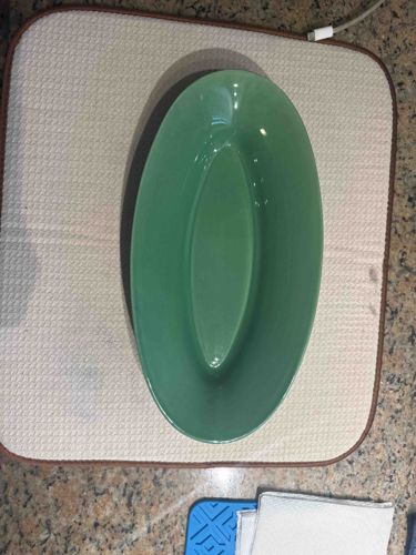 Green Ceramic Oval Serving Dish