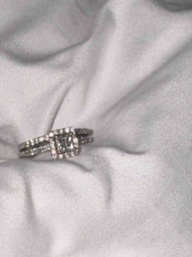 Princess-Cut Quad Halo Diamond Engagement Ring with Pave Band