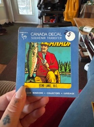 Vintage 'Canada Decal' Souvenir Transfer - Echo Lake, B.C. Fishing Scene