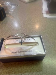 Brilliance Cross Charm Bangle Bracelet with Swarovski Crystals