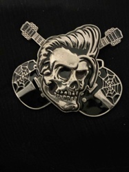 Rockabilly Skull and Guitars Belt Buckle