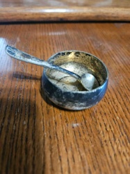 Sterling Silver Salt Cellar with Spoon