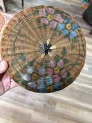 Hand-Painted Woven Rattan Basket Lid