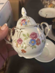 Porcelain Floral Sugar Bowl (Germany, US Zone)