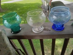 Set of Three Pedestal Glass Bowls (Fish Bowls / Terrariums)
