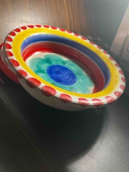 Hand-Painted Majolica Style Ceramic Bowl