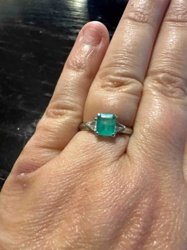 Emerald and Diamond Three-Stone Ring