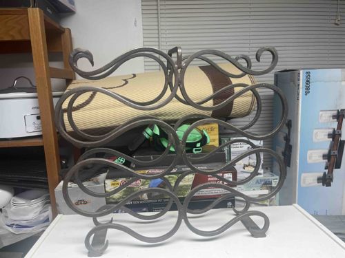 Forged Iron Scrollwork Decorative Wine Rack