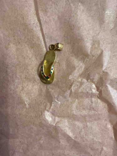 Goldtone Flip-Flop Charm with Enamel Dots