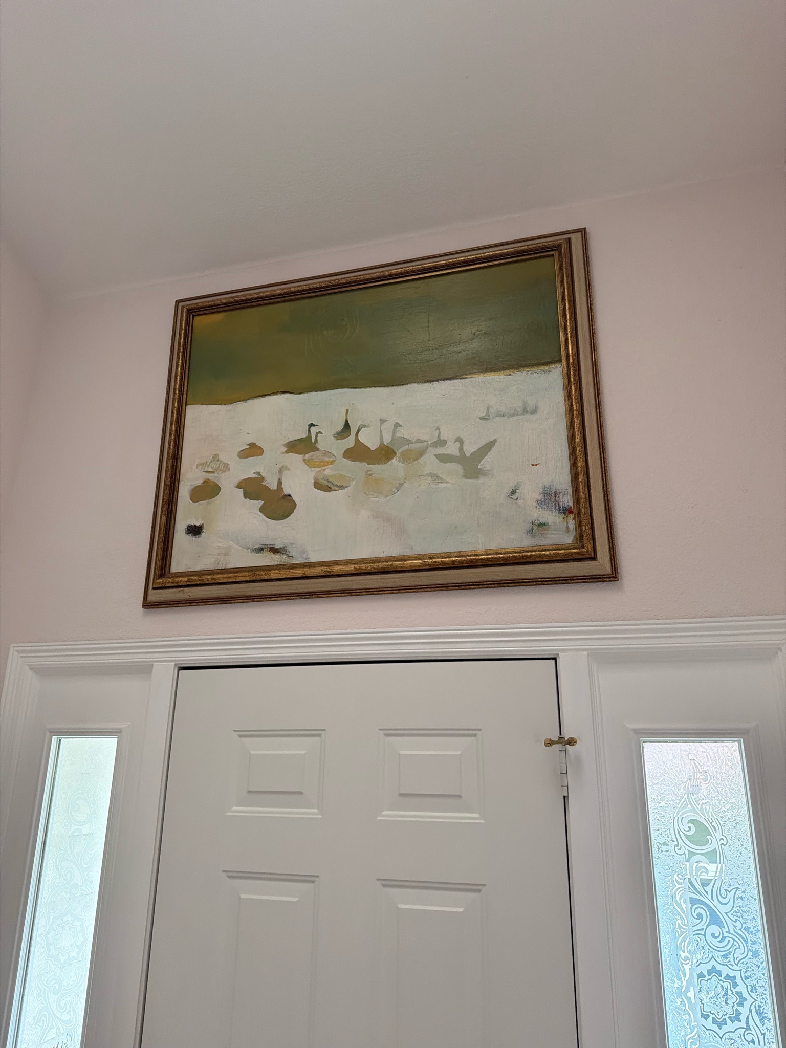 Submitted photo of Framed Oil Painting Depicting Geese (unauthenticated)