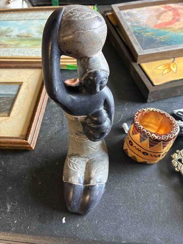 African Woman and Child Stone Sculpture
