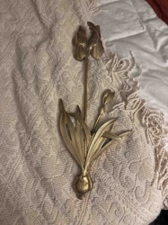 Brass Iris Wall Sconce or Decorative Plaque