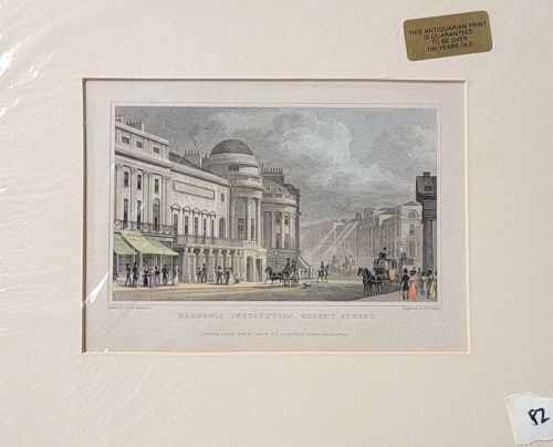 Harmonic Institution, Regent Street (Antiquarian Steel Engraving)