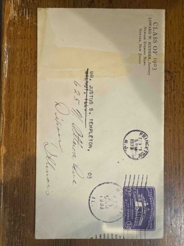 Edward W. Scudder, Class of 1903 Mailed Envelope