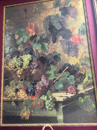 Fruit Still Life Painting with Grapes