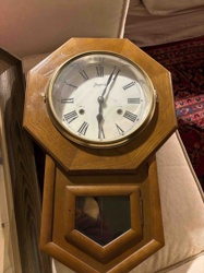 Octagonal Wall Clock with Pendulum Viewer