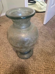 Large Mottled Greenish-Gray Glass Vase