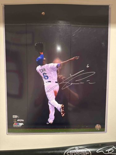 Signed Lorenzo Cain Kansas City Royals Professional Baseball Photograph