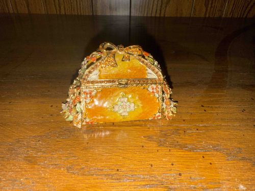 Enamel and Rhinestone Floral Trinket Box