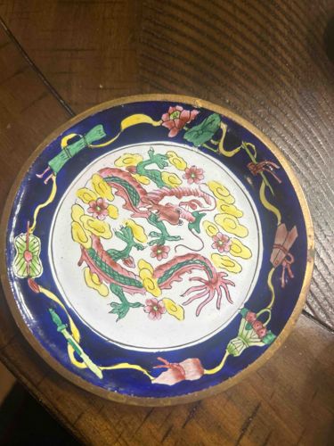 Chinese Enamel Cloisonné Dragon Plate