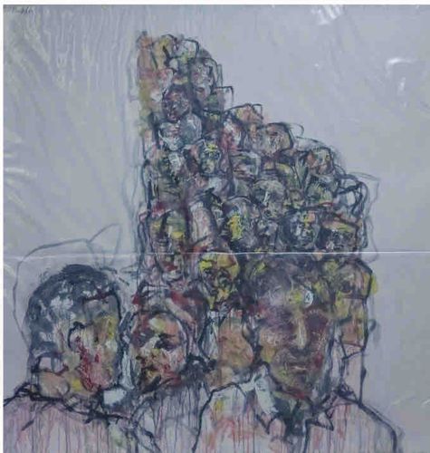 Original Mixed Media Portrait Composition by E.O. Breton