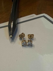 Pair of 14k Yellow Gold Diamond Stud Earrings
