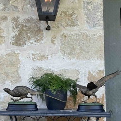 Pair of Bronze Patinated Pheasant Sculptures