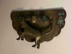 Antique Figural Lion Door Knocker / Pull Plate