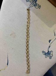 14K Gold Bracelet with Alternating Smooth and Textured Links