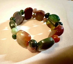 Multi-Stone Tumbled Bead Stretch Bracelet