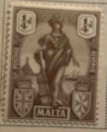 Malta 1/4d Postage & Revenue Stamp