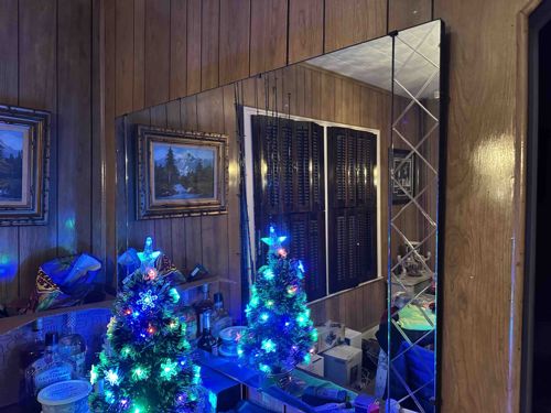 Vintage Diamond-Etched Wall Mirror