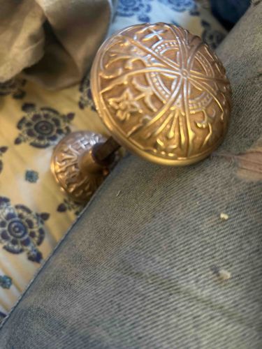 Victorian Era Ornamental Cast Brass Door Knob Set