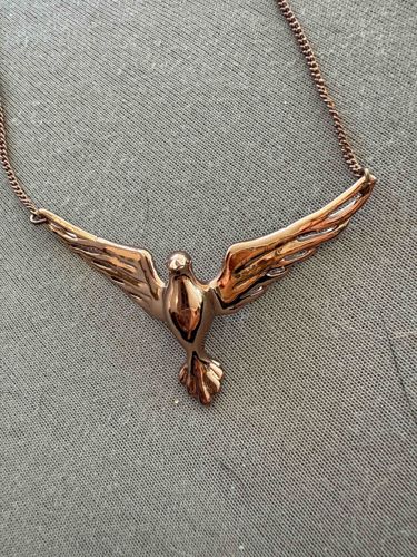 Rose Gold Tone Flying Bird Pendant Necklace