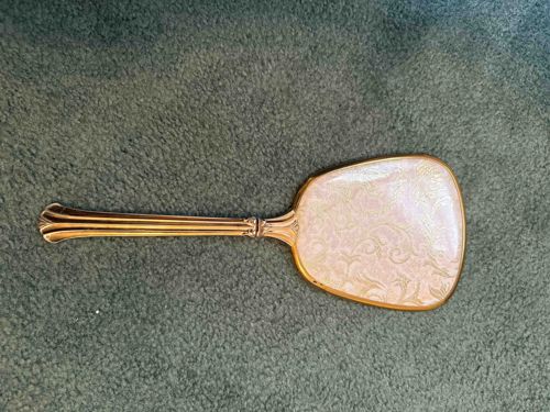 Vintage Hand Mirror with Ornate Enameled Backing